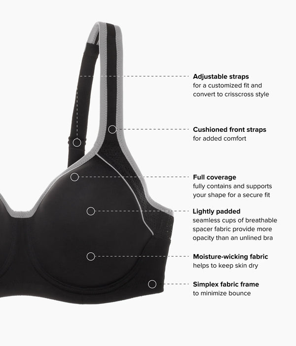 Lindsey Sport Contour Underwire Bra: Black/Lilac Gray
