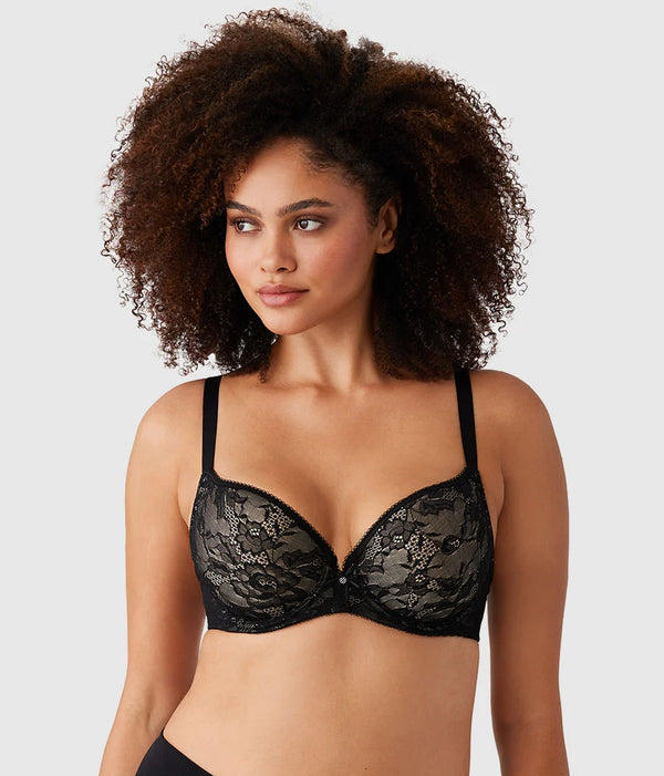 Lace Finesse T-Shirt Bra: Black/Toast