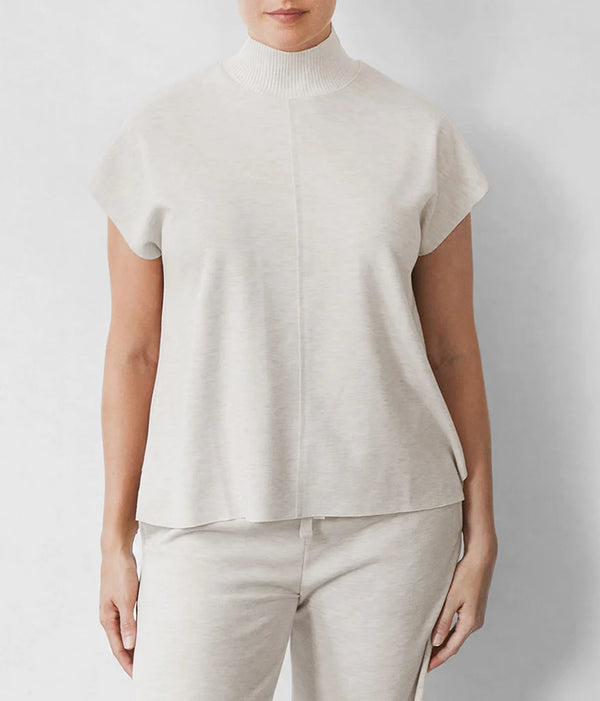 Winslow Mock Neck Pullover: Pale Oak Heather