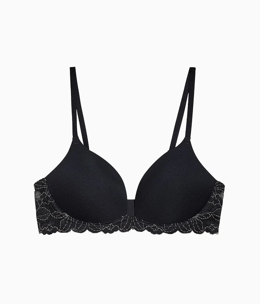Feeling Famous Wire Free Push Up Bra: Night/Angel Wing
