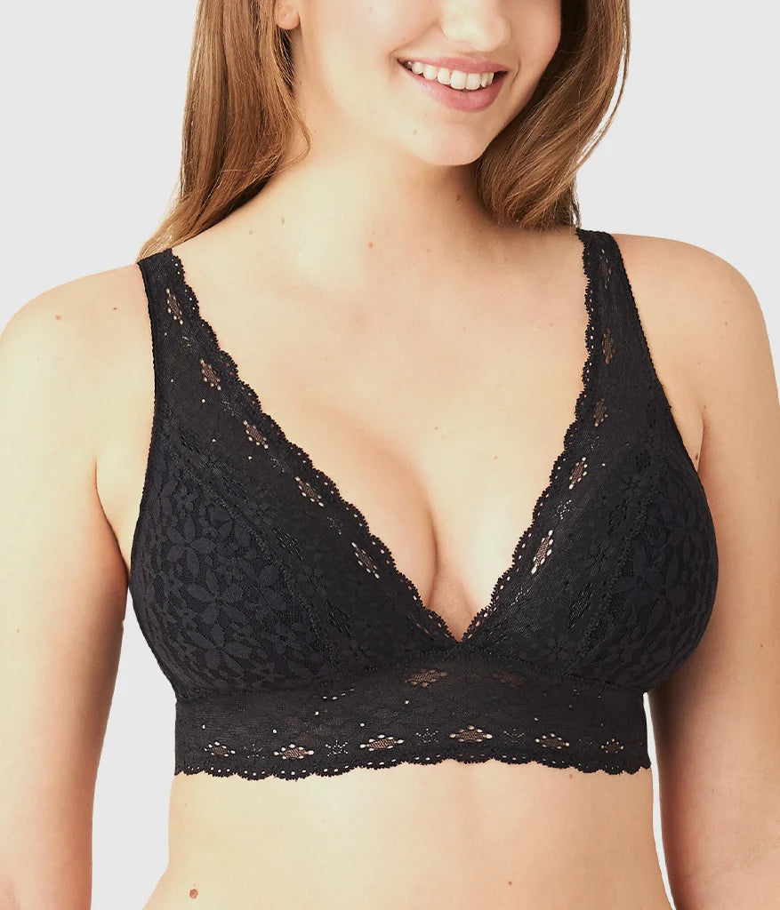 Halo Lace Wire Free Bralette: Black Main image