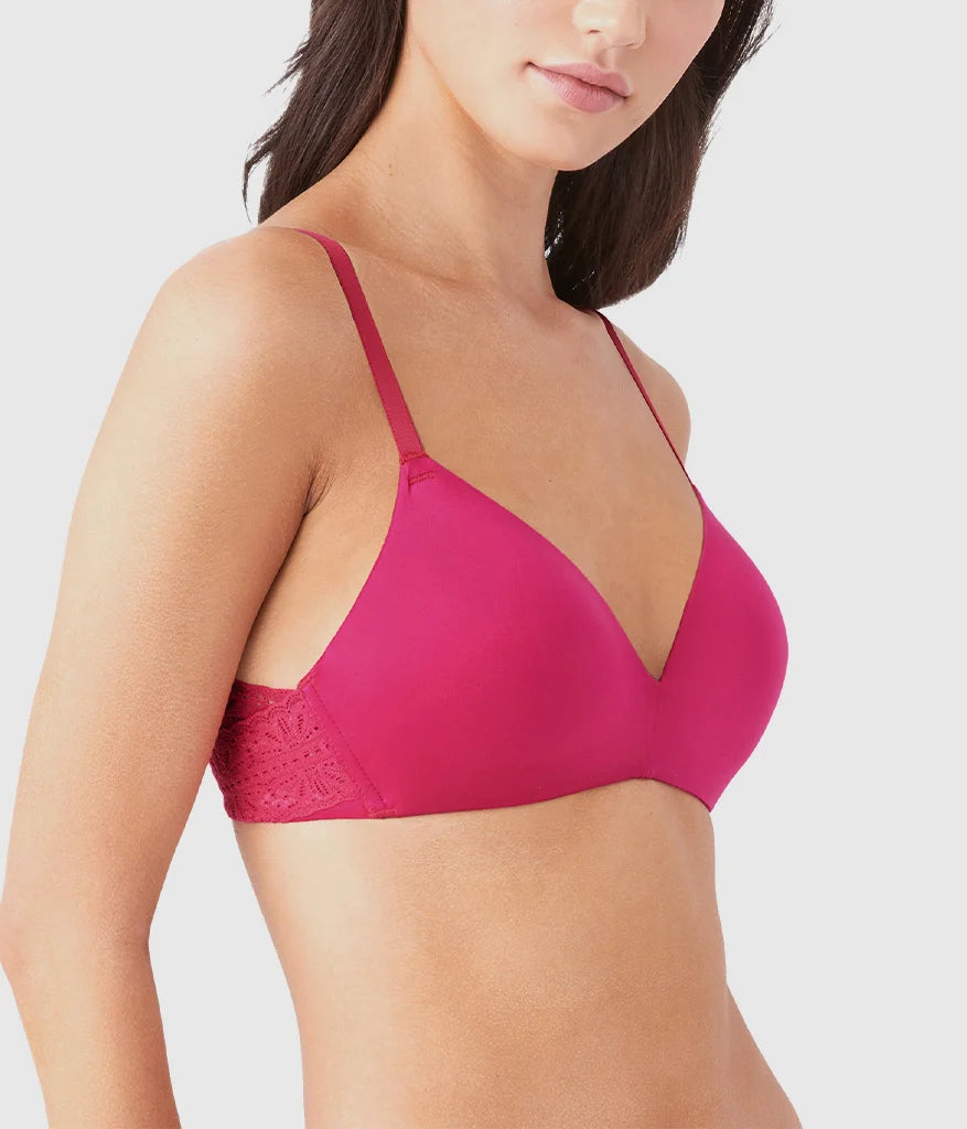Future Foundation Wire Free T-Shirt Bra with Lace: Bright Rose Secondary image