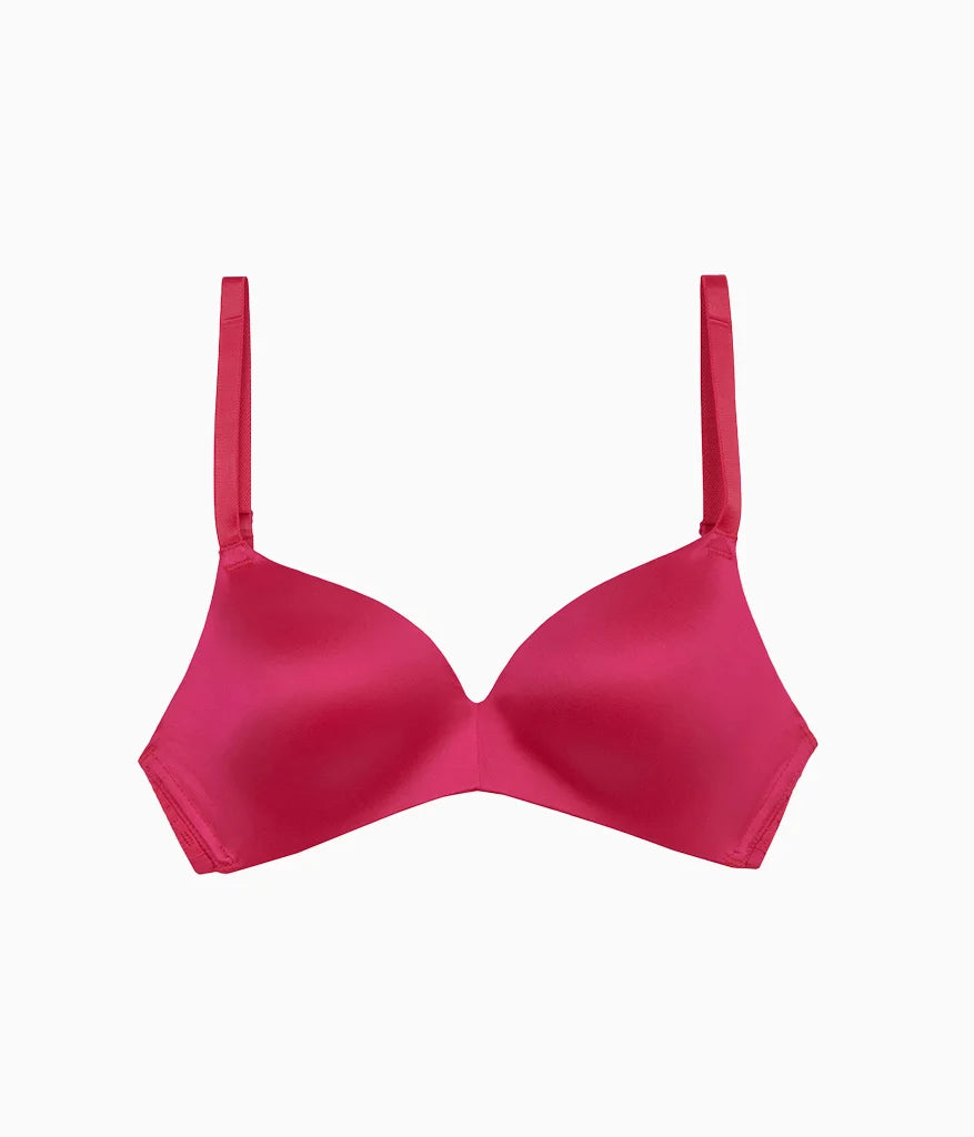 Future Foundation Wire Free T-Shirt Bra with Lace: Bright Rose
