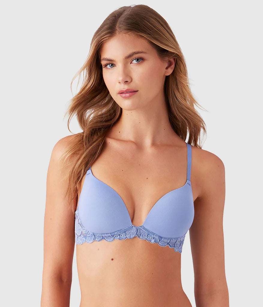 Feeling Famous Wire Free Push Up Bra: Country Blue/Bright White Main image