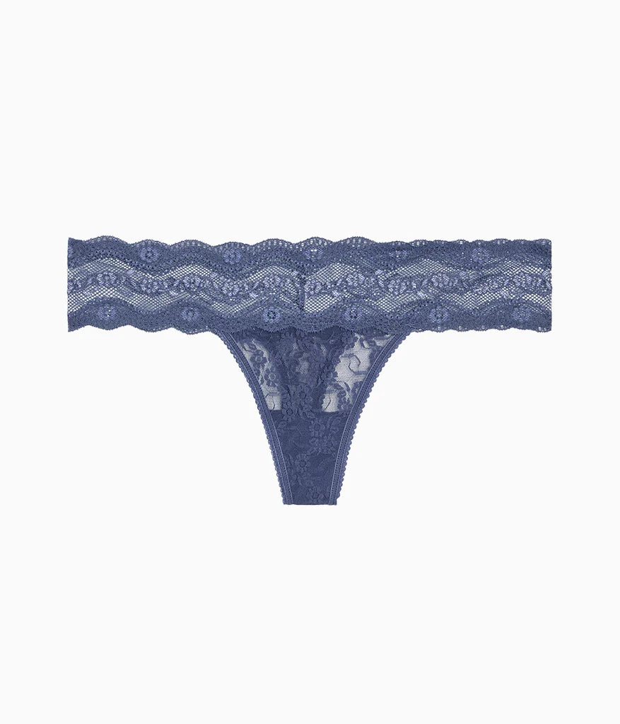Lace Kiss Thong: Crown Blue